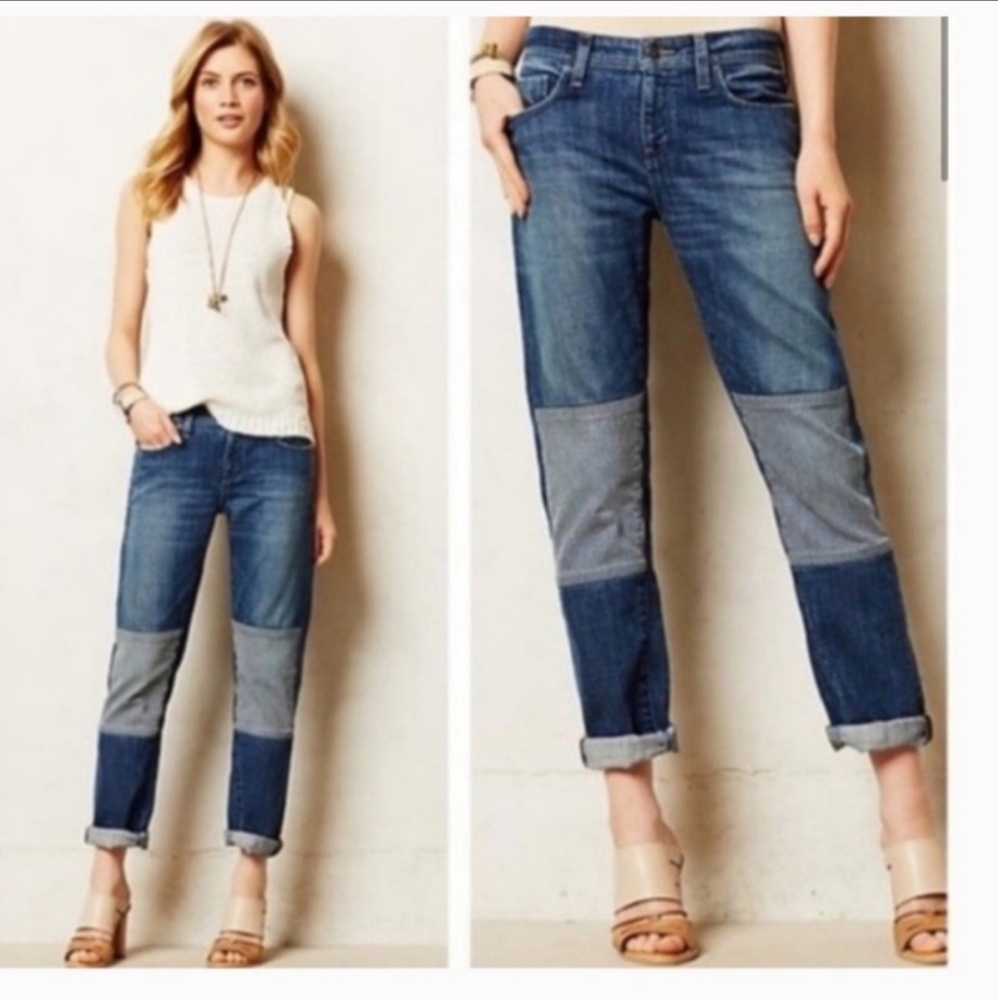 Anthroplogie Pilcro Letterpress Hyphen boyfriend Patch Jean 27